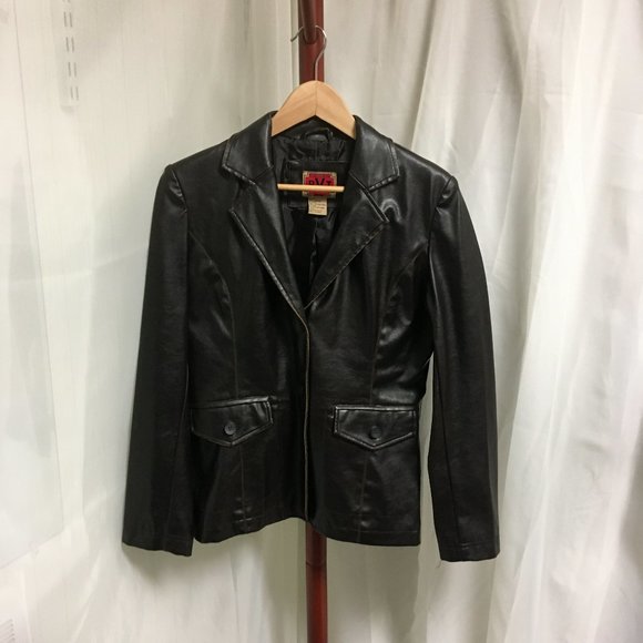 R V T Brown Distressed Faux Leather Jacket  Size Small - Picture 1 of 4